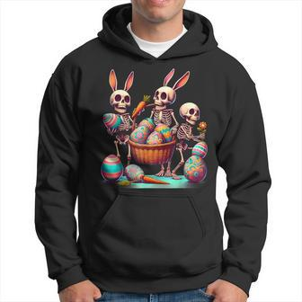 Skeleton Bunny Basket Hippie Eggs Rabbit Carrot Easter Day Hoodie - Seseable