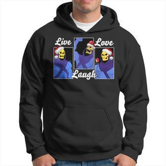 Skeleton Live Laugh Love Hat Christmas Hoodie - Monsterry UK