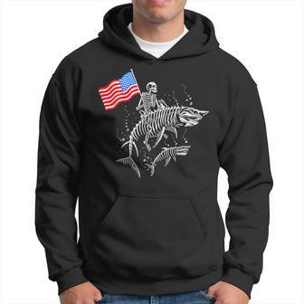 Skeleton Ride Shark 4Th Of July Hoodie - Thegiftio UK
