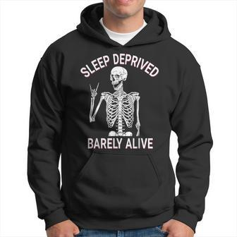 Skeleton Sleep Deprived Barely Alive Hoodie | Mazezy