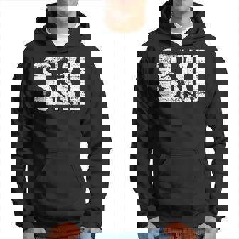 Ski Distressed Look Skifahrer Geschenk Hoodie - Seseable