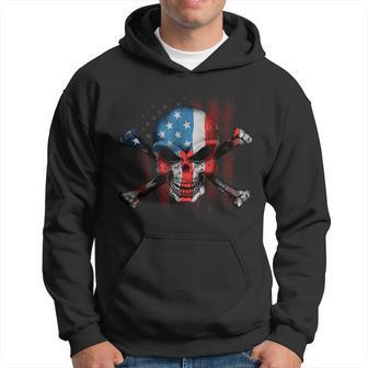 Skull Bones American Usa Flag Vintage Patriotic Hoodie - Monsterry DE