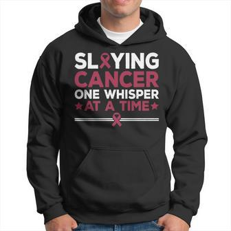 Slaying Cancer One Whisper At A Time Throat Cancer Awareness Hoodie | Mazezy