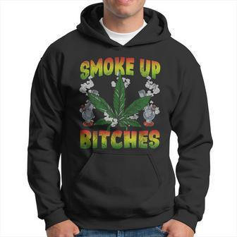 Smoke Up Bitches Marijuana Pot Leaf Weed 420 Stoner Day Hoodie | Mazezy