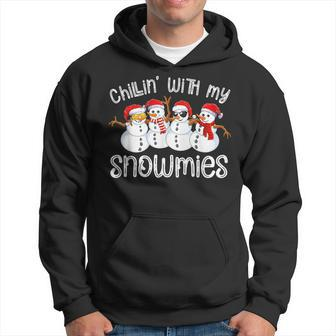 Snowman Christmas Chillin With My Snowmies Ugly Hoodie - Seseable