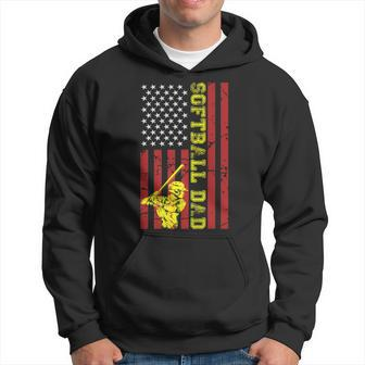 Softball Dad Usa American Flag Father's Day Outfit Men Hoodie - Thegiftio UK