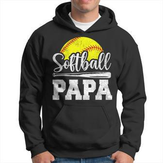 Softball Papa Softball Player Game Day Father's Day Hoodie - Seseable