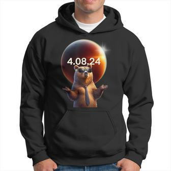 Solar Eclipse 2024 Bear Wearing Solar Eclipse Glasses Hoodie - Monsterry AU
