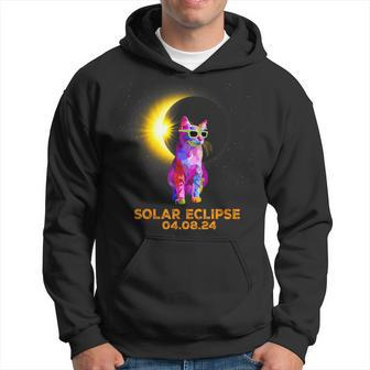 Solar Eclipse 2024 Cat Wearing Solar Eclipse Glasses Hoodie - Seseable