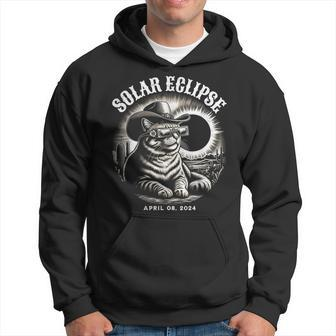 Solar Eclipse 2024 Cowboy Cat Wearing Glasses Hoodie - Monsterry CA