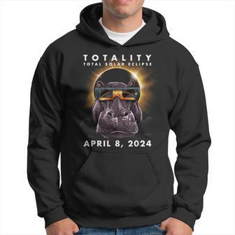 Solar Eclipse 2024 Hippo Wearing Eclipse Glasses Hoodie | Mazezy