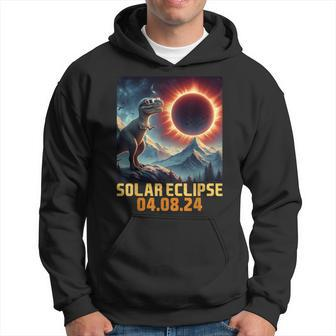 Solar Eclipse 2024 T Rex Dino Glasses Toddler Boys Hoodie - Seseable