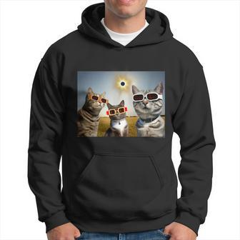 Solar Eclipse Cats Wear Solar Eclipse Glasses Totality 2024 Hoodie - Seseable