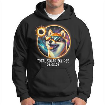 Solar Eclipse Shiba Inu Wearing Glasses Pet April 8 2024 Hoodie - Monsterry