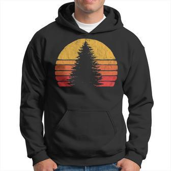 Solitary Pine Tree Sun Vintage Retro Outdoor Graphic Pullover Hoodie | Mazezy AU