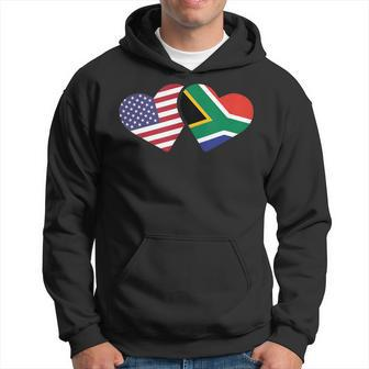 South Africa Usa Flag Heart South African American Hoodie - Monsterry