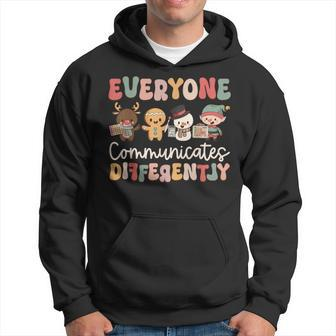 Speech Therapy Christmas Everyone Communicates Differently Hoodie - Seseable