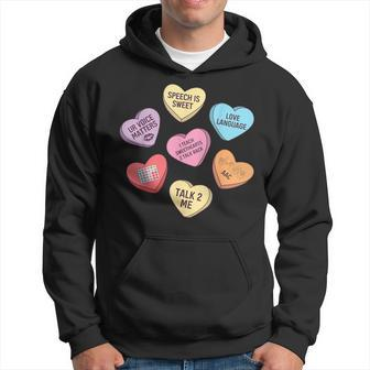 Speech Therapy Slp Happy Valentines Day Conversation Hearts Hoodie - Monsterry CA