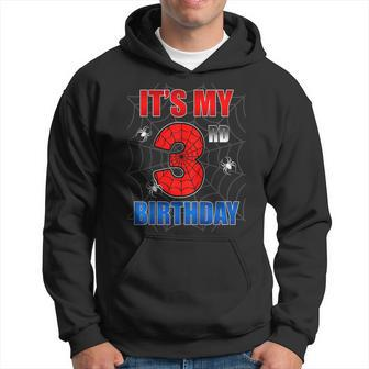 Spider Web Three 3 Years Old It's My 3Rd Birthday Boy Party Hoodie - Monsterry