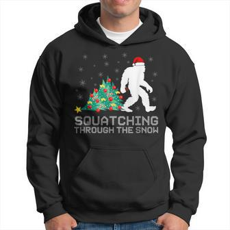 Squatching Through The Snow Bigfoot Christmas Sasquatch Hoodie - Monsterry