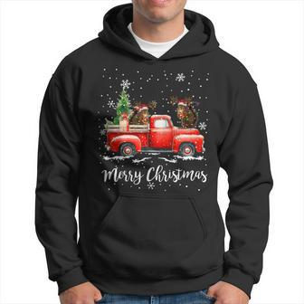 Squirrel Riding Red Truck Christmas Decorations Pajama Hoodie | Mazezy