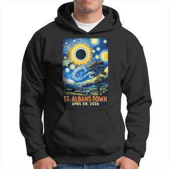 St Albans Town Vermont Total Solar Eclipse 2024 Starry Night Hoodie - Thegiftio UK