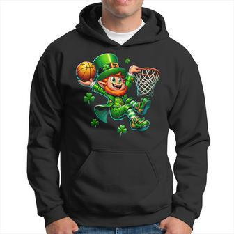 St Patrick's Day Basketball Irish Leprechaun Slam Dunk Hoodie - Seseable