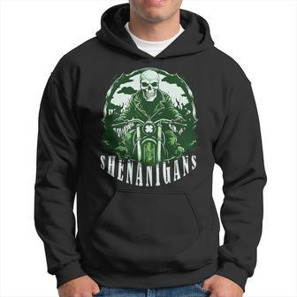 St Patrick's Day For Motorcycle Shenanigans Irish Skull Hoodie - Seseable