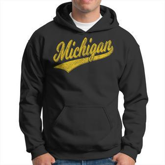State Of Michigan Varsity Script Classic Sports Jersey Style Hoodie - Monsterry UK