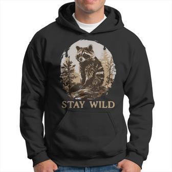 Stay Wild Cottagecore Aesthetic Raccoon Lover Vintage Racoon Hoodie - Monsterry CA