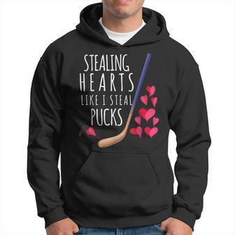 Stealing Hearts Like I Steal Pucks Ice Hockey Valentines Day Hoodie - Monsterry UK