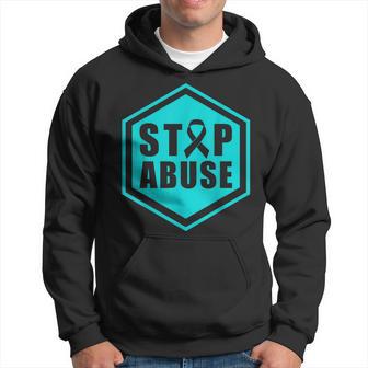 Stop Abuse Teal Sexual Abuse Awareness Ribbon Hoodie - Thegiftio UK
