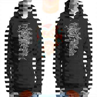 Streetwear Bite Me Snake Rose Tattoo Style Hoodie - Thegiftio UK