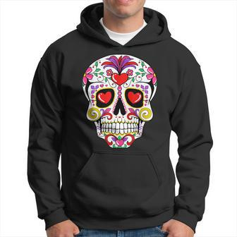 Sugar Skull Heart Eyes Valentines Day Cute Mexican Skeleton Hoodie - Thegiftio UK