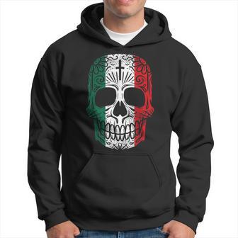 Sugar Skull Mexican Flag Cinco De Mayo Dia De Los Muertos Hoodie - Monsterry