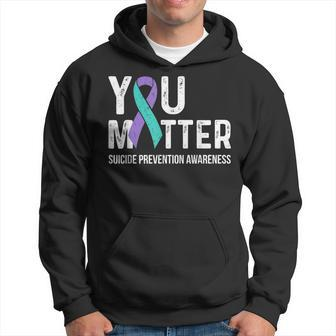 Suicide Prevention Awareness Teal & Purple Ribbon You Matter Hoodie - Monsterry