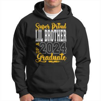 Super Proud Lil Brother Of 2024 Graduate Awesome Family Hoodie - Seseable