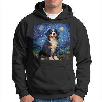 Surreal Starry Night Bernese Mountain Dog Hoodie | Mazezy