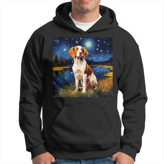 Surreal Starry Night Brittany Spaniel Dog Hoodie - Seseable