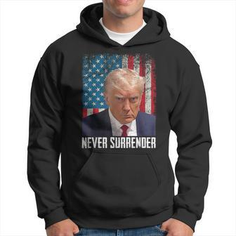 Never Surrender Trump Shot 2024 President American Flag Hoodie - Monsterry