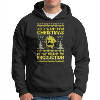Sweat à capuche Noël Marxiste Tout ce que je veux pour Noël c'est les moyens de production - Cadeauxyz