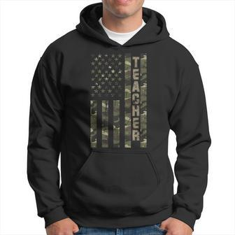 Teacher United States Distressed Camo W Us Flag Hoodie - Monsterry