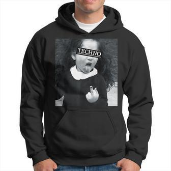 Techno Child With Tongue And Middle Finger Rave-Fun Hoodie - Thegiftio UK