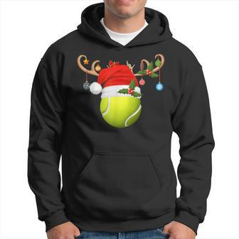 Tennis Player Reindeer Santa Hat Tennis Ball Christmas Hoodie - Monsterry UK