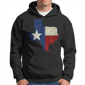 Texas State Map Flag Distressed Hoodie - Monsterry