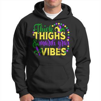 Thick Thighs Mardi Gras Vibes Fleur De Lis Mardi Gras Hoodie - Monsterry