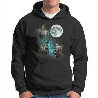 Three Donkeys Howl At Moon 3 Wolfs Wolves Parody Hoodie - Monsterry AU