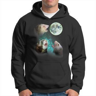 Three Ferrets Howl At Moon 3 Wolfs Wolves Parody Hoodie - Seseable