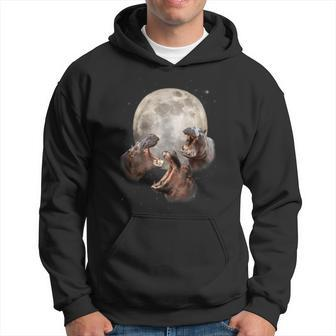 Three Hippo Howling At Moon Hippo Lovers Costume Hoodie | Seseable CA