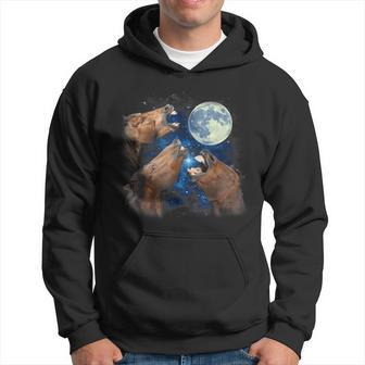 Three Horses Howling At The Moon Starry Night Love Horse Hoodie - Seseable